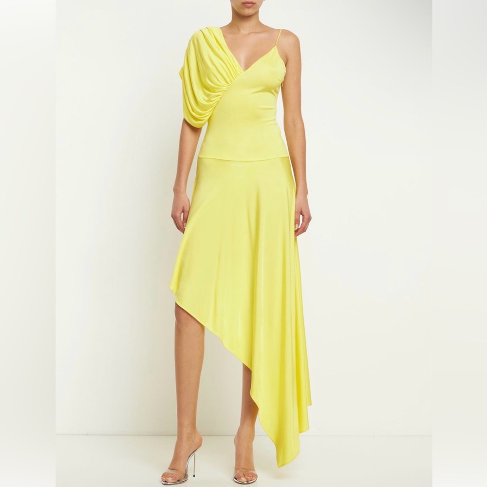 Stella McCartney Lemon Yellow Asymmetrical One-Shoulder Dress